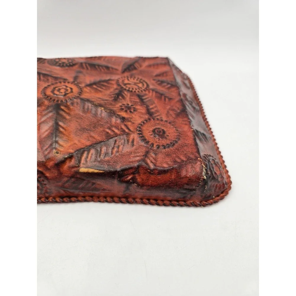 Metal Hanging Wall Pocket Orange Floral‎ Repousse Embossed